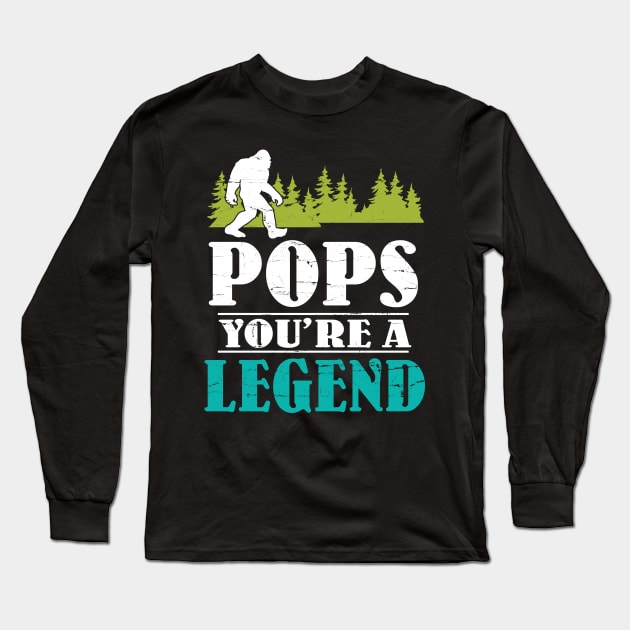 Pops Bigfoot You're A Legend Happy Father Parent Summer Independence Summer Day Vintage Retro Long Sleeve T-Shirt by DainaMotteut